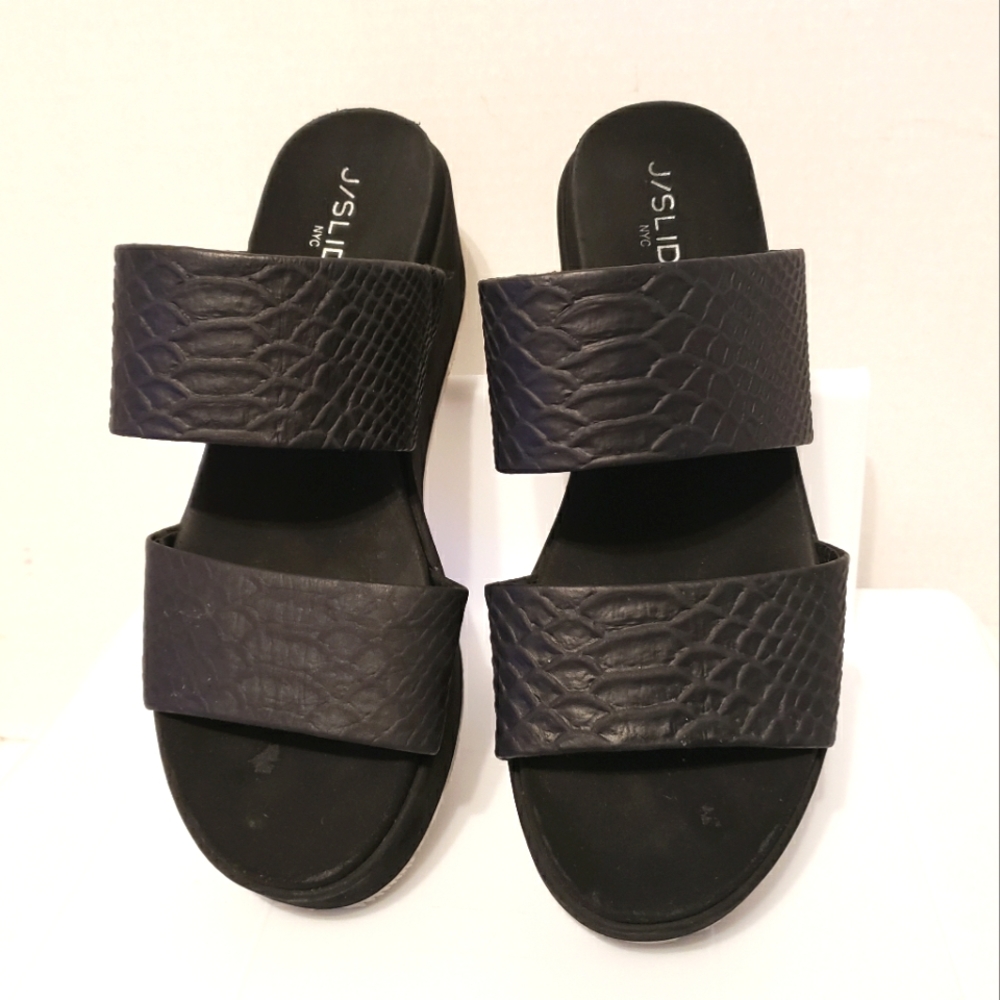 J/Slides Women's Quincy Snake-Embossed Leather Pl… - image 3